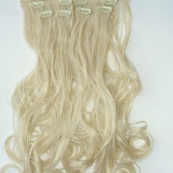 Волосы на заколках завитые шведский блонд набор №613